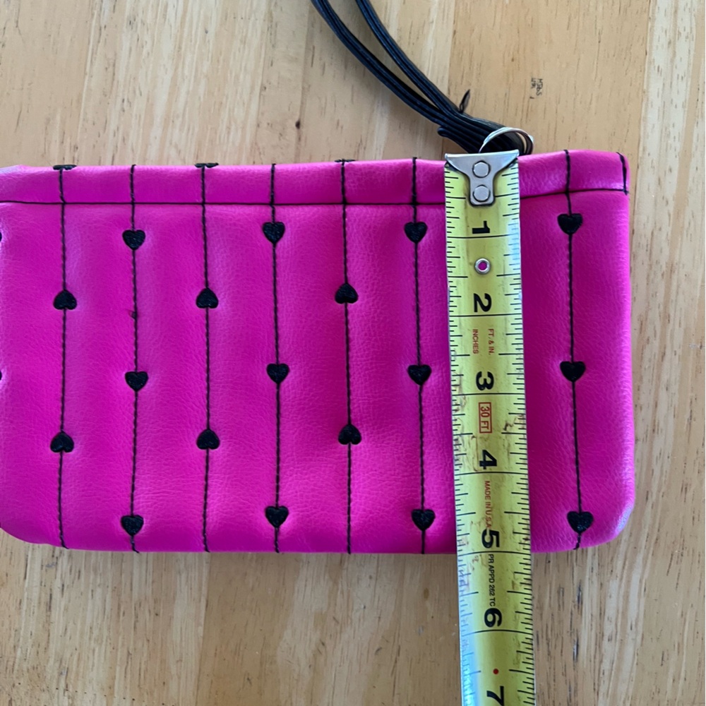BETSEY JOHNSON Double Pouch Wristlet In Hot Pink - Picture 3 of 9